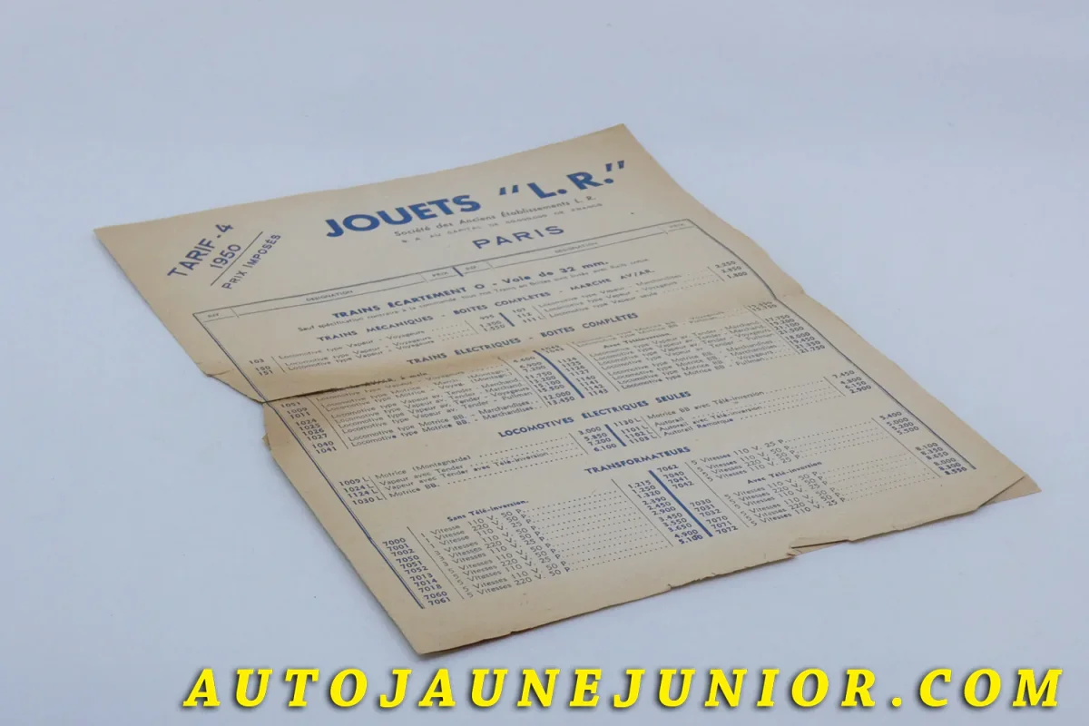 #1695 - LR - Document - Tarifs Jouets 1950