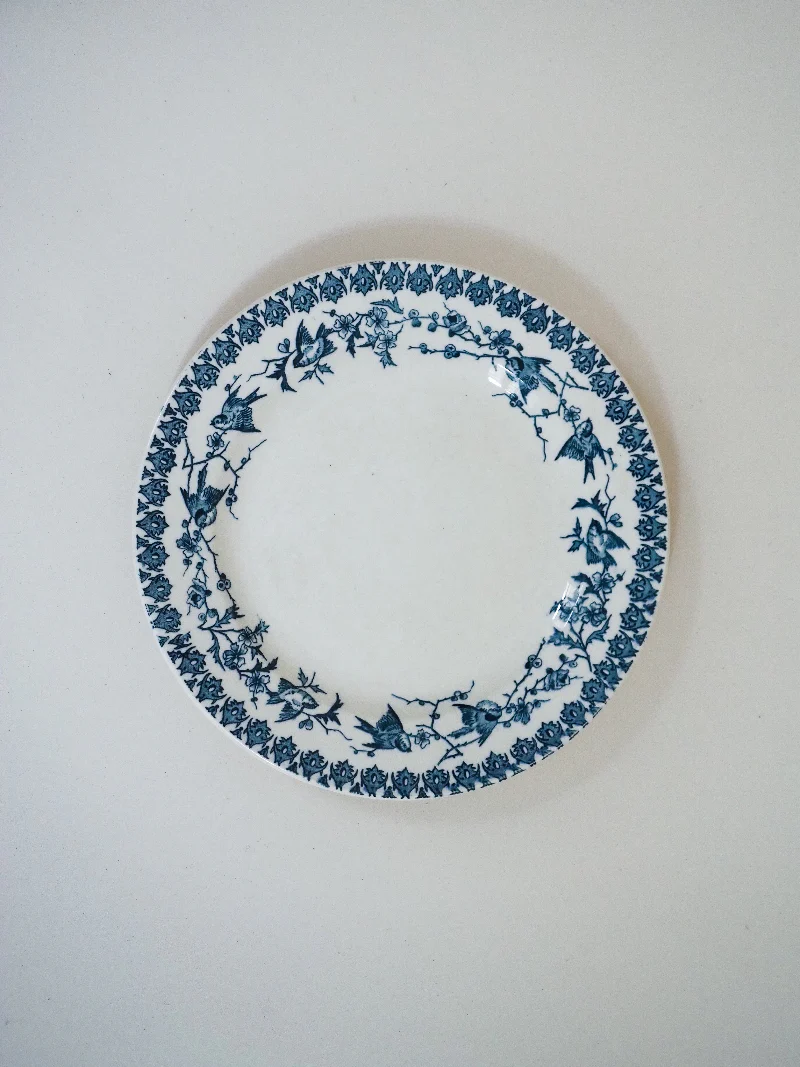 6 assiettes plates - terre de fer décor d'oiseaux – Image 4
