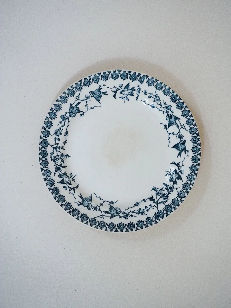 6 assiettes plates - terre de fer décor d'oiseaux – Image 6