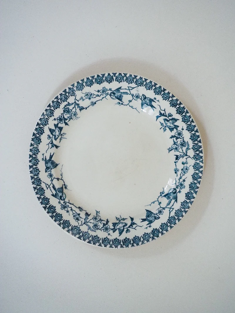 6 assiettes plates - terre de fer décor d'oiseaux – Image 9
